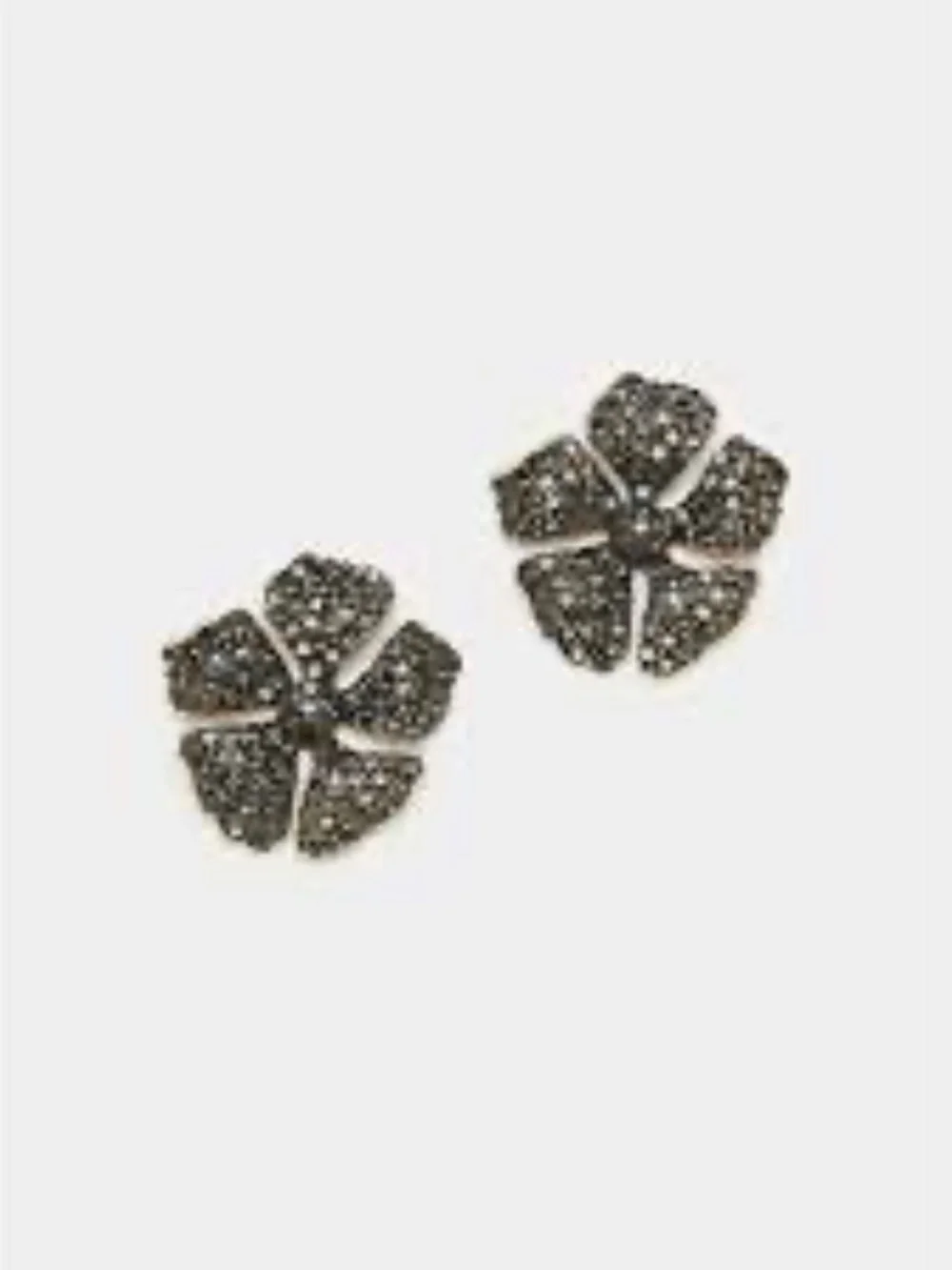 NWT Zara Black Rhinestone Flower Earrings